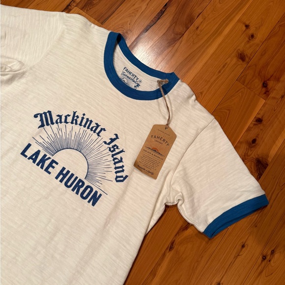 NEWđź’™FAHERTY Sunwashed Slub Camp Tee in Blue $88 - Picture 6 of 9